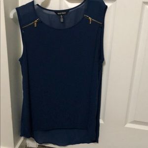 A blue tank top